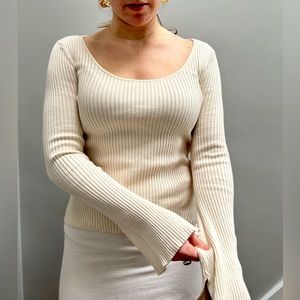 H&M cream scoop neck with bell sleeves